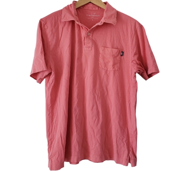 Vineyard Vines Slim Fit Pima Cotton Short Sleeve Polo Shirt Pink Salmon Small - Picture 1 of 13